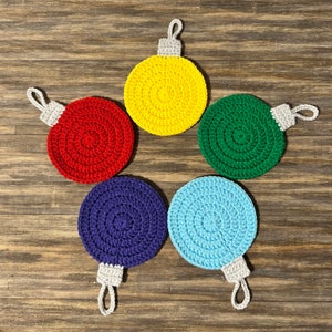 Crochet Christmas Ornament Coasters - Set of 5 Handmade Acrylic Coasters