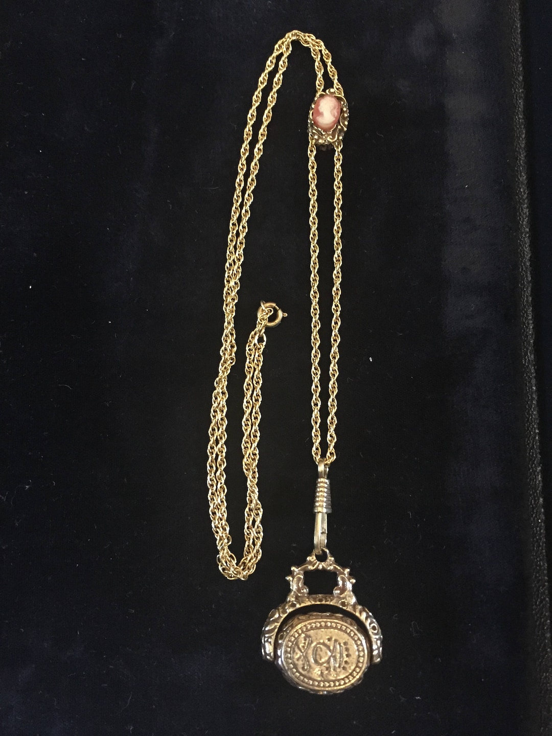 Goldette Antique Slide Necklace Pendant, Costume Jewelry, Antique