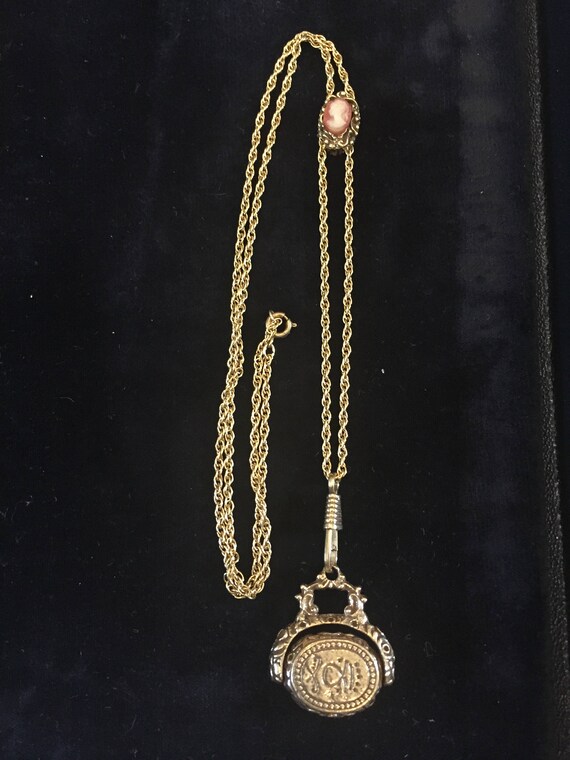 Goldette Antique Slide Necklace Pendant, Costume J