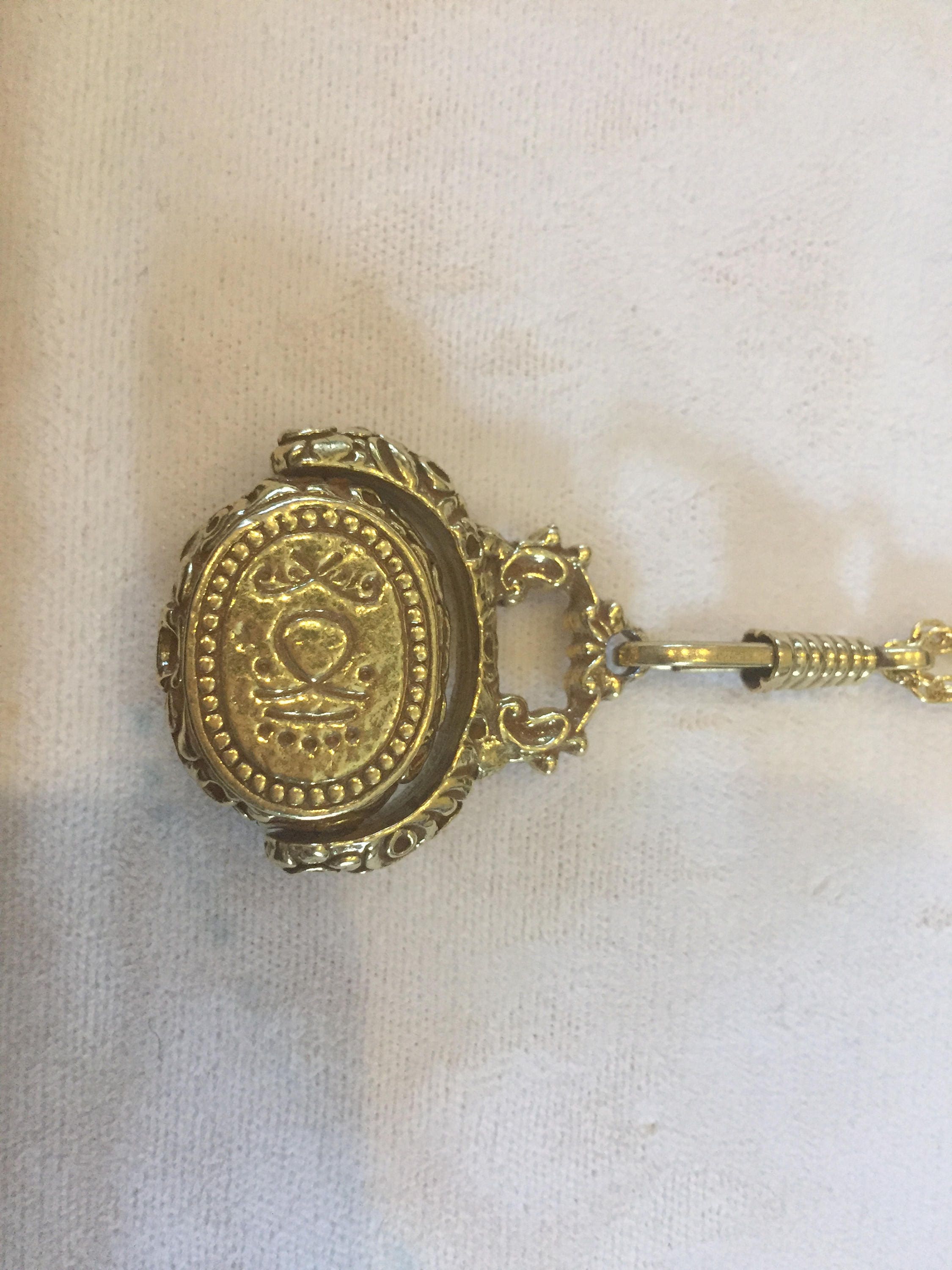 Goldette Antique Slide Necklace Pendant, Costume Jewelry, Antique