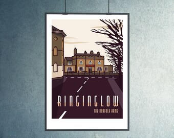 Sheffield UK Peak District Art Print CLEARANCE The Norfolk Arms Ringinglow A3 Stampa di pub inglese