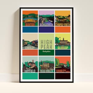Art Print High Peak Poster Buxton Wall Art Glossop Derbyshire Print Peak District Gift Chinley Chapel Whaley Hayfield New Mills Buxworth