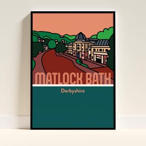 Matlock Bath Derbyshire A3/A4 Sizes Illustrated Art Print of Popular Village in the Derbyshire Dales
