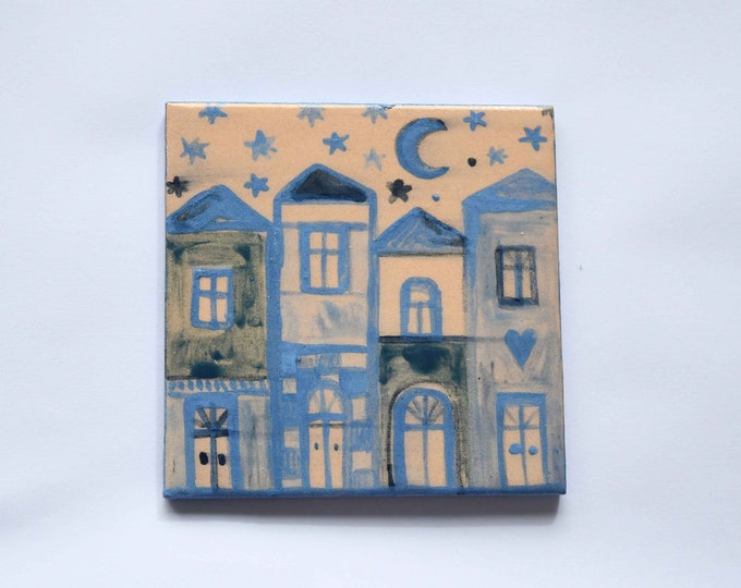 Ceramic Handpainted Porto Tile Collection, Porto with Swallow