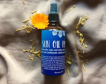 Organic Sun Oil SPF 15: Carrot & Shea Butter, Vegan Sunblock