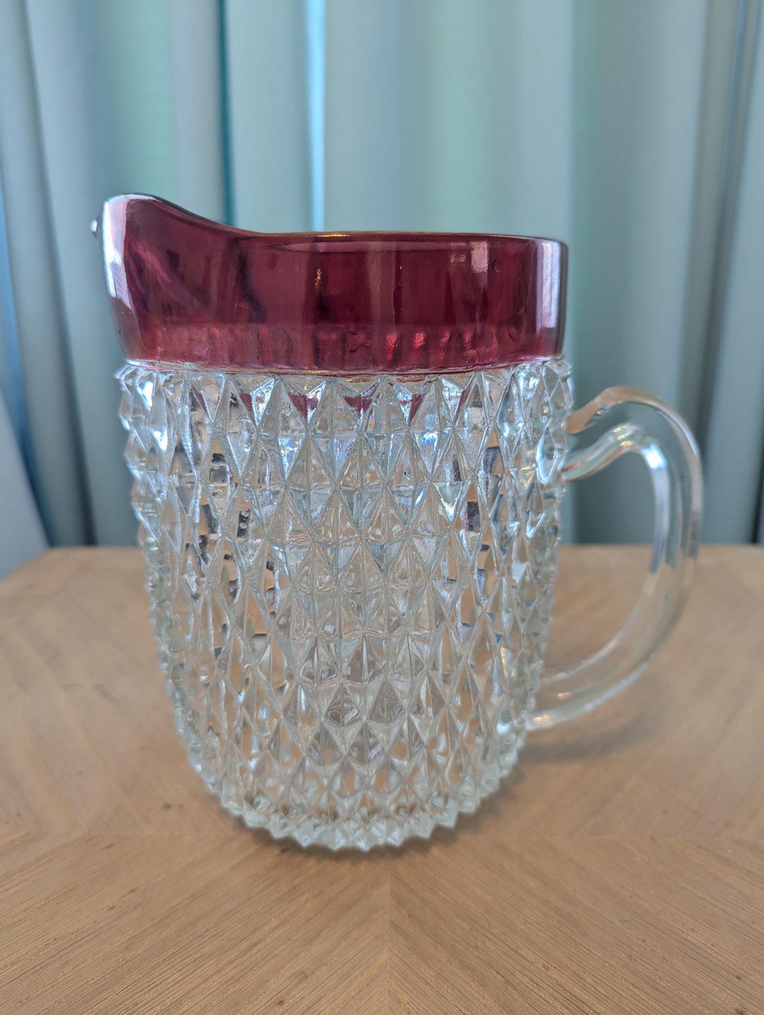 Vintage Ruby Red Indiana Glass Diamond Pitcher - Etsy