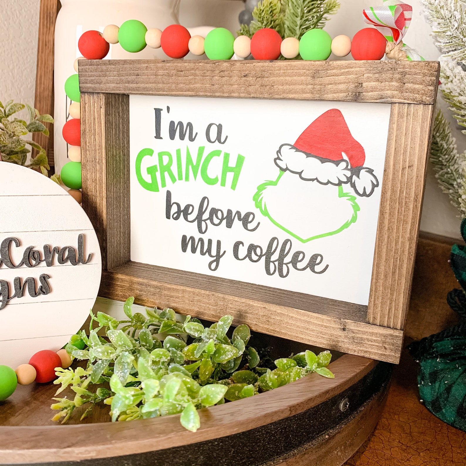 Grinch Coffee Grinch Sign Coffee Sign Christmas Tiered Etsy