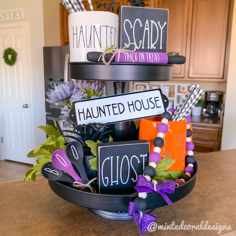 Halloween Tiered Tray Tiered Tray Set Rae Dunn Halloween Etsy