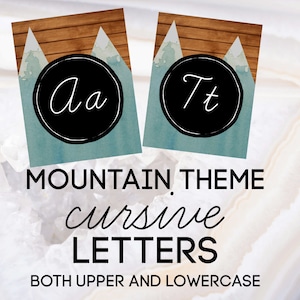 Mountain Theme Cursive Alphabet Banner for Classroom