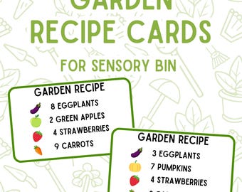 Tarjetas de recetas para la caja sensorial del jardín, actividades imprimibles (PDF)