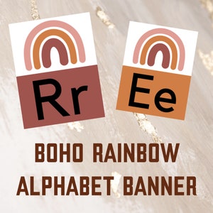 BOHO RAINBOW Alphabet Banner for Classroom - Upper and Lowercase- Classroom Decor