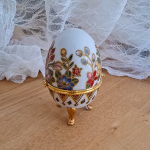 Cloisonne Eierdose, Porzellan Gold,