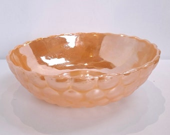 Anchor Hocking Fire King Lustre Bubble Bowl, 8" bowl, Peach Lustreware, Orange Bubble Bowl