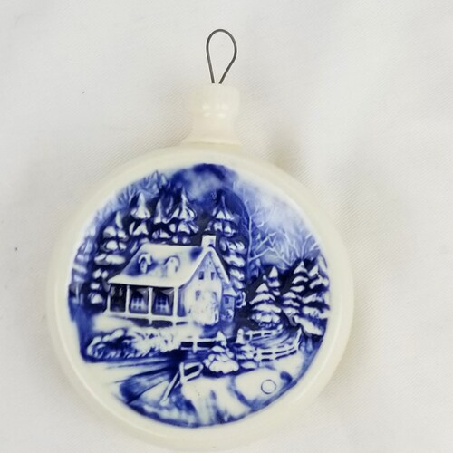 Three Currier & Ives Blueandwhite Christmas Salad Plates. Etsy Canada