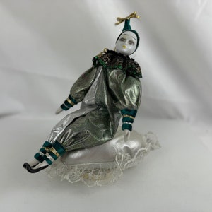 Pierrot Harlequin Porcelain Clown Music Box Rotates and Plays &quot;Send in the Clowns&quot;