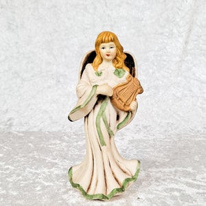 Engel Figur, Vintage Keramik Schutzengel 13 cm groß