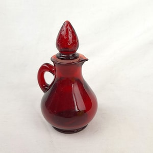 Avon Vintage Ruby Red Cruet with Strawberry Stopper