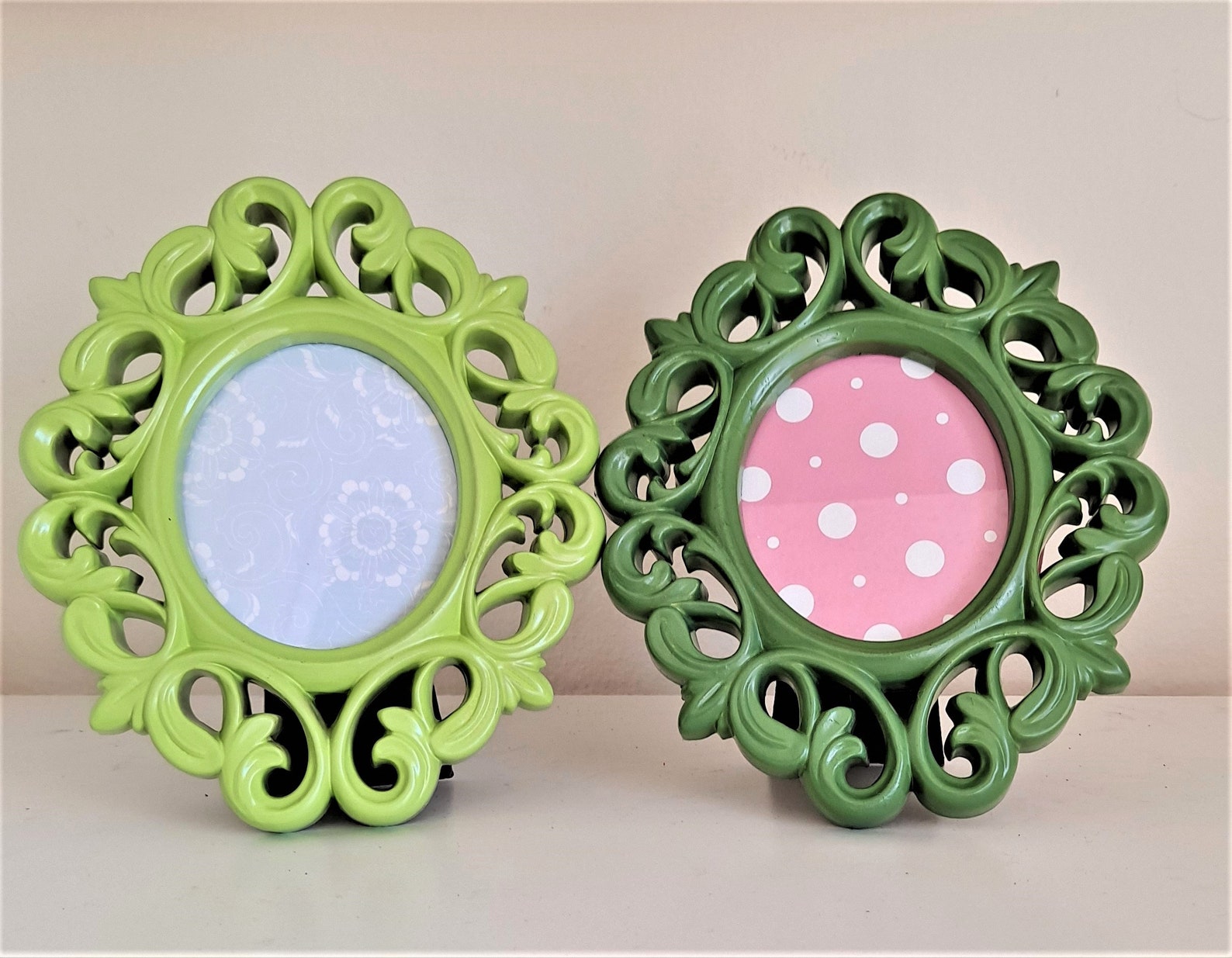 Picture Frames Small Plastic Fun Bright Multicolored Oval Etsy