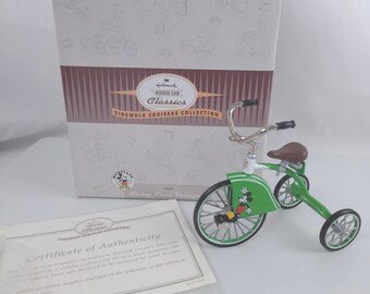 Hallmark Kiddie Car Classics 1934 Mickey Mouse Velocipede, Sidewalk Cruisers Collection with COA