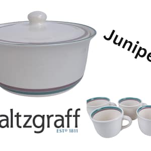 Pfaltzgraff Juniper 2 quart Casserole Hot Dish with Lid OR Set of 4 Coffee Mugs All Microwave and Dishwasher safe