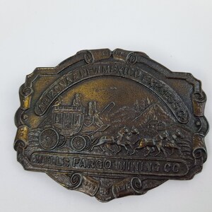 Vintage Wells Fargo Mining Co Brass Bronze Belt Buckle  display picture 2