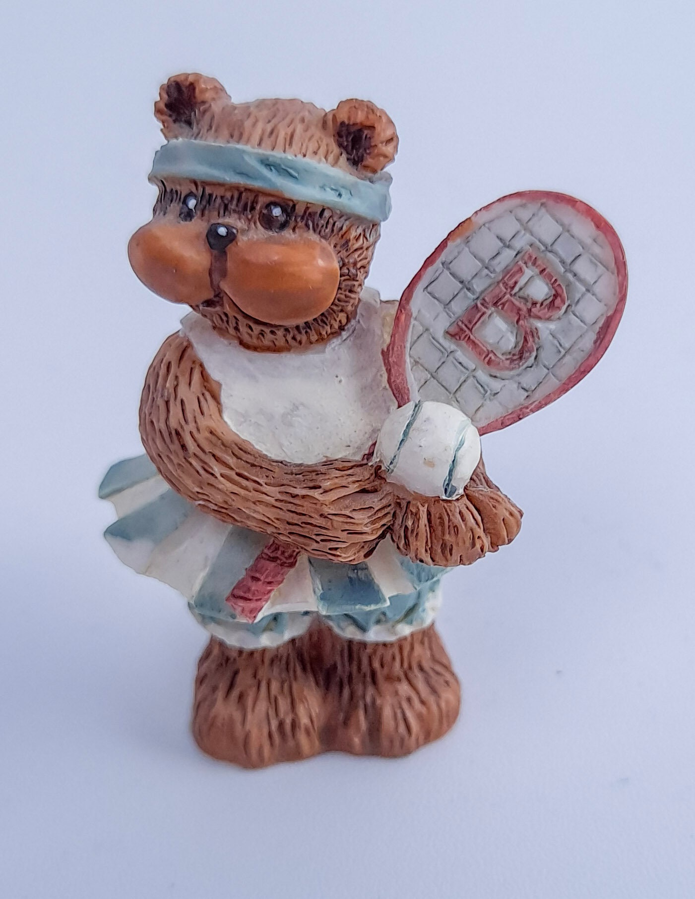 ヴィンテージ テディベア テニス プレーヤー フィギュア 樹脂と磁器