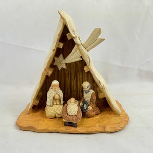 Vintage Nativity Creche with Mary, Joseph and Baby Jesus, Star of Bethlehem