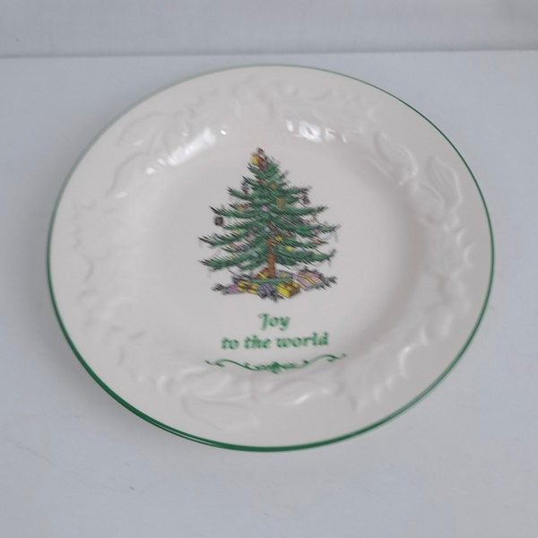 Spode Christmas Tree Bread Plate, Dessert Plate, Salad Plate w Raised Relief Edge