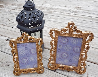 5x7 or 4x6 Gold Ornate Picture Frame in Baroque Victorian Style, Quality RESIN frames