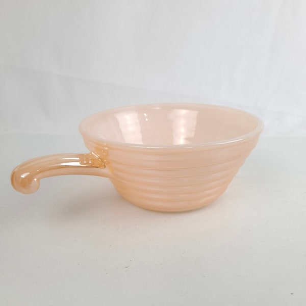Fire King Oven Ware Beehive Orange Lusterware Soup Bowl with Handle