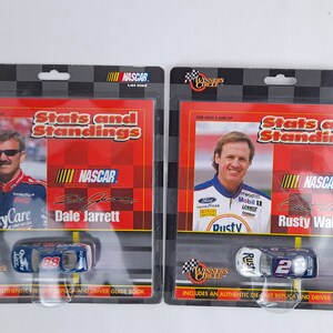 Dale Jarrett # 88 or Rusty Wallace #2 Vintage NASCAR diecast 1/64 scale, Stats and Standings Winners Circle