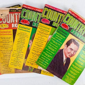 Set of 5 Country Music Roundup Magazines 1949 to 1951 Hillbilly, Folk, Western, Cowboy Song Lyrics and Fan Magazine