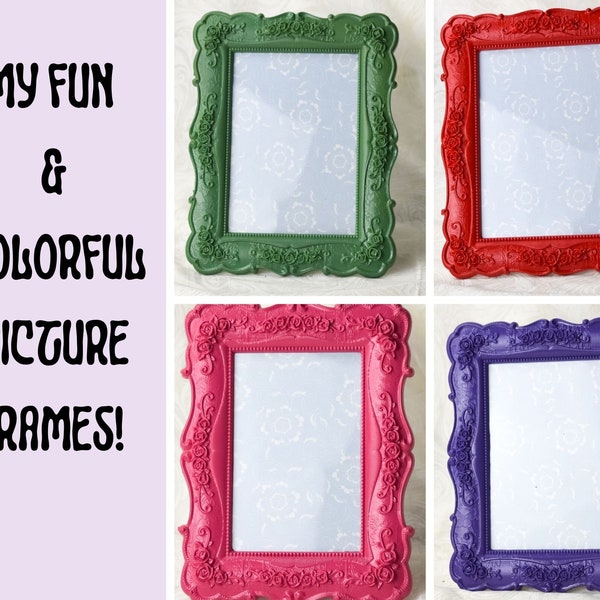 8x10 Picture Frames, 8x10 Fun, PLASTIC, Bright Multicolored, Black, Red, Teal, Yellow & more!