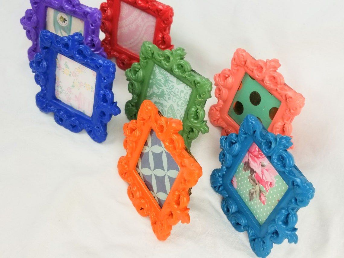 Tiny Little Picture Frame Fun Bright Multicolored Frame Etsy