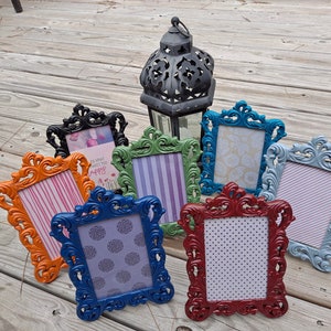 4x6 Picture Frames, FALL Colors, SCROLL Design, Fun, Bright, Colorful 4x6 Photo Frames, Quality RESIN, Rust, Maroon, Teal, Black, Navy