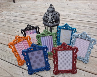 4x6 Picture Frames, FALL Colors, SCROLL Design, Fun, Bright, Colorful 4x6 Photo Frames, Quality RESIN, Rust, Maroon, Teal, Black, Navy