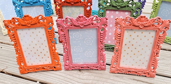 4x6 Picture Frames, 4x6 Frame, Fun, Bright, Colorful 4x6 Photo Frames,  Quality RESIN, Pink, Red, Yellow, Black, Green, Orange, Blue 