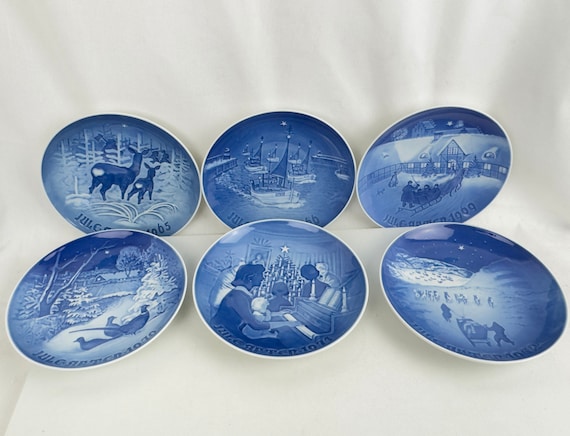 Bing & Grøndahl クリスマスプレート 70年代 7枚セット 1965-1972 Bing and Grondahl (B & G) Blue and White Christmas