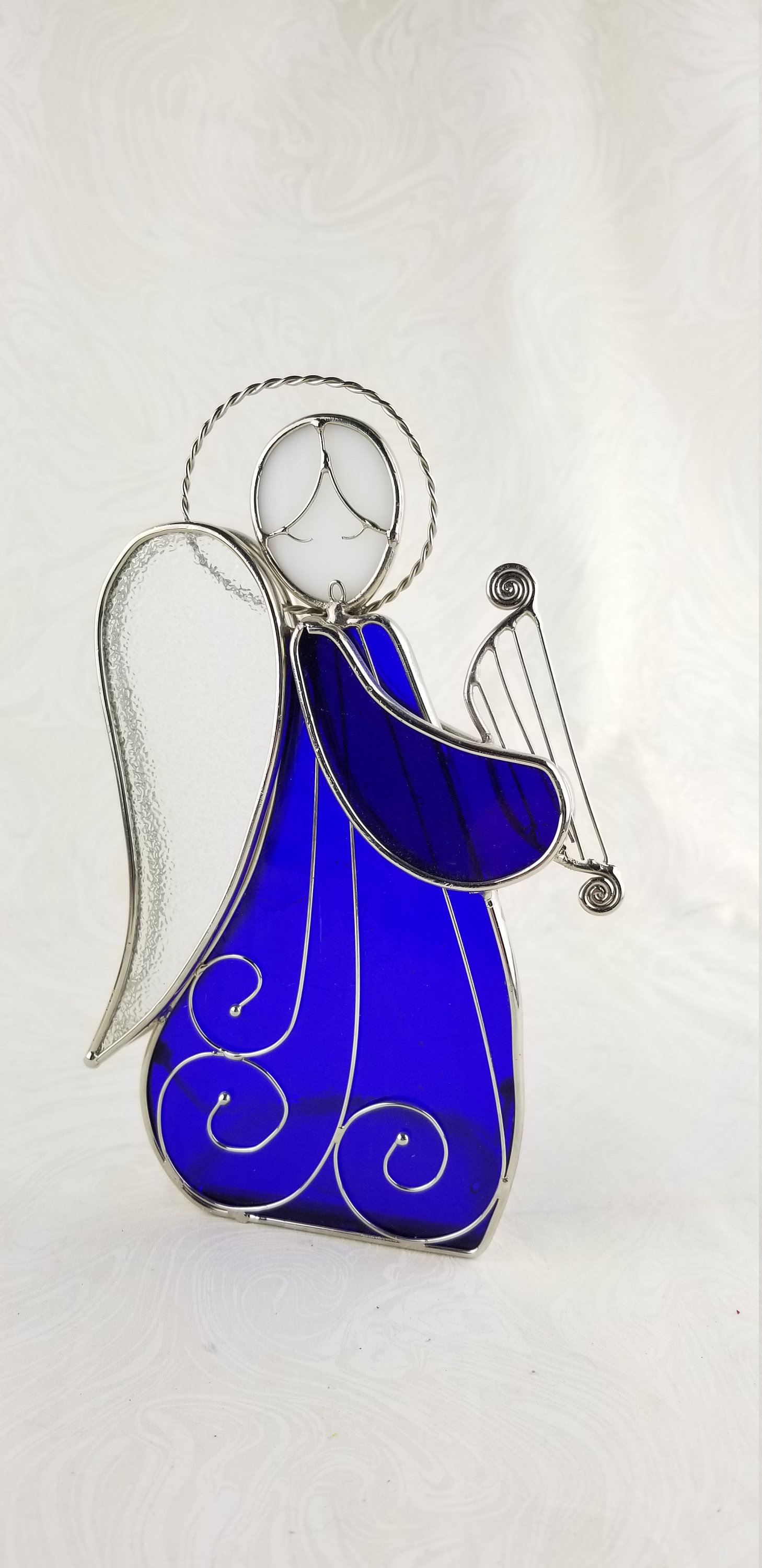 Stained Glass Angel Votive Tealight Candle holder with Harp Etsy