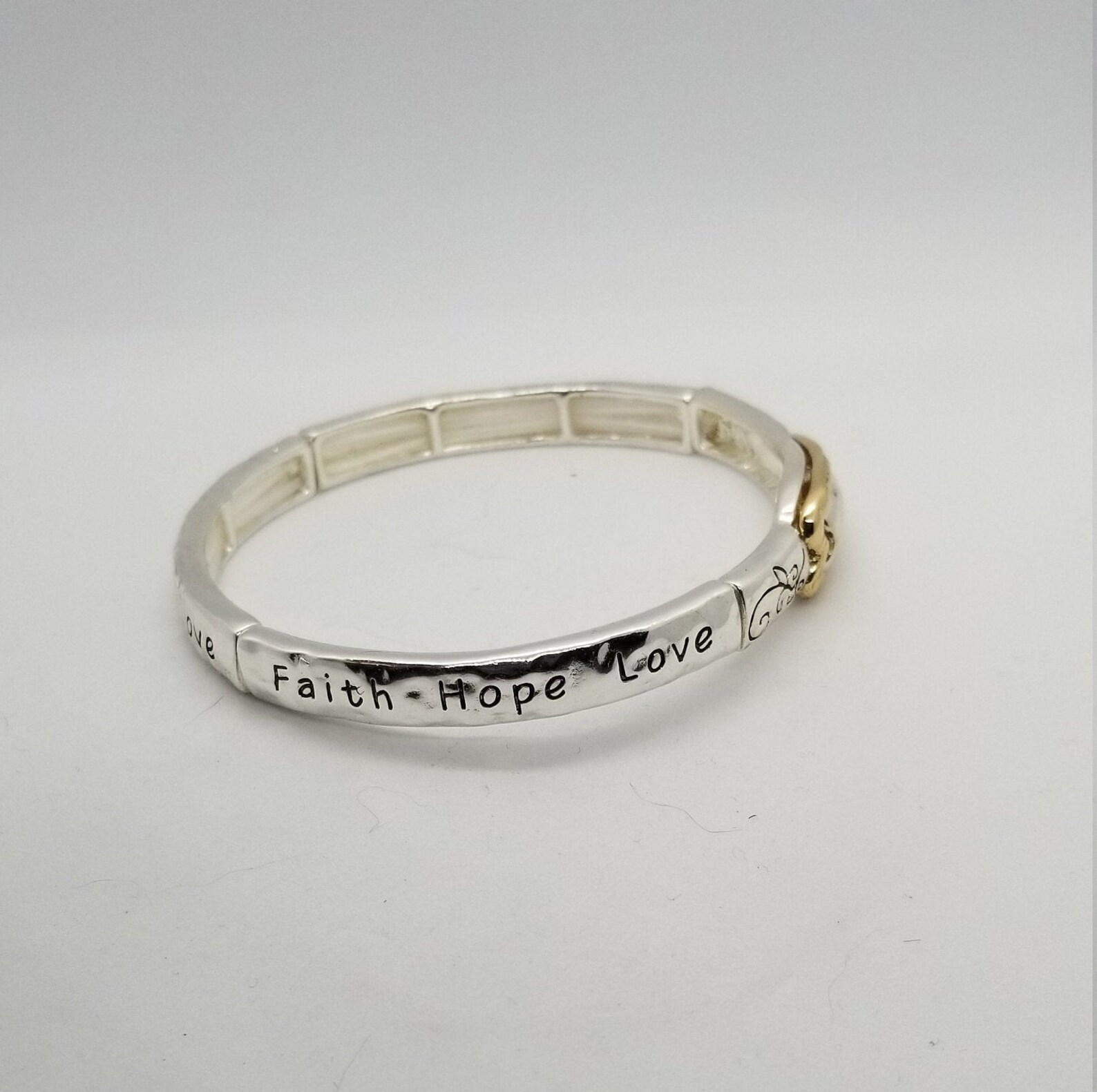 Faith Hope Love Bracelet Stretch Silver With Silver and Etsy