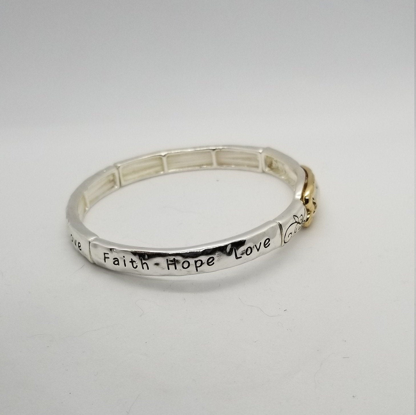 Faith Hope Love Bracelet Stretch Silver With Silver and - Etsy