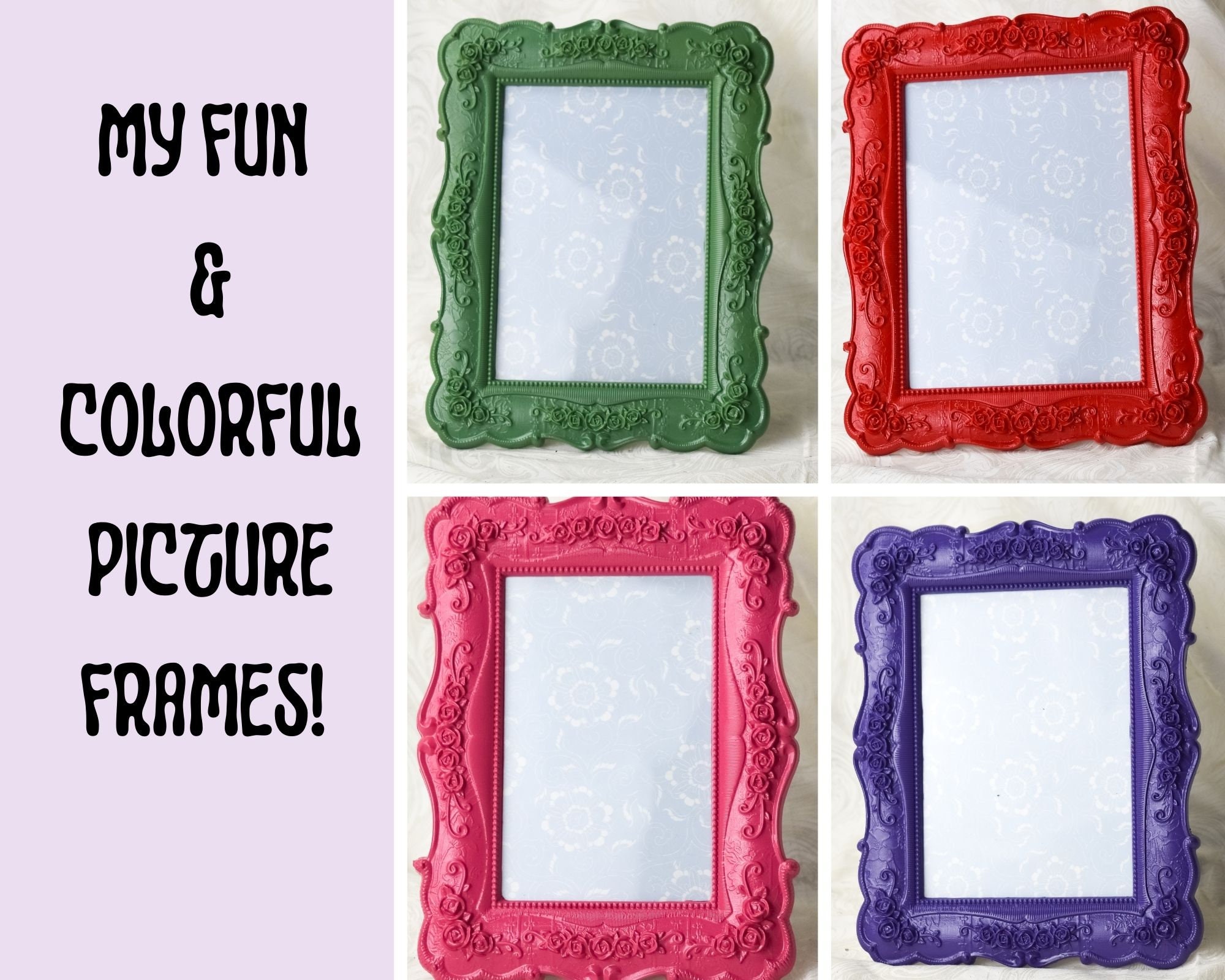 5x7 Picture Frames Fun PLASTIC Bright Multicolored Black