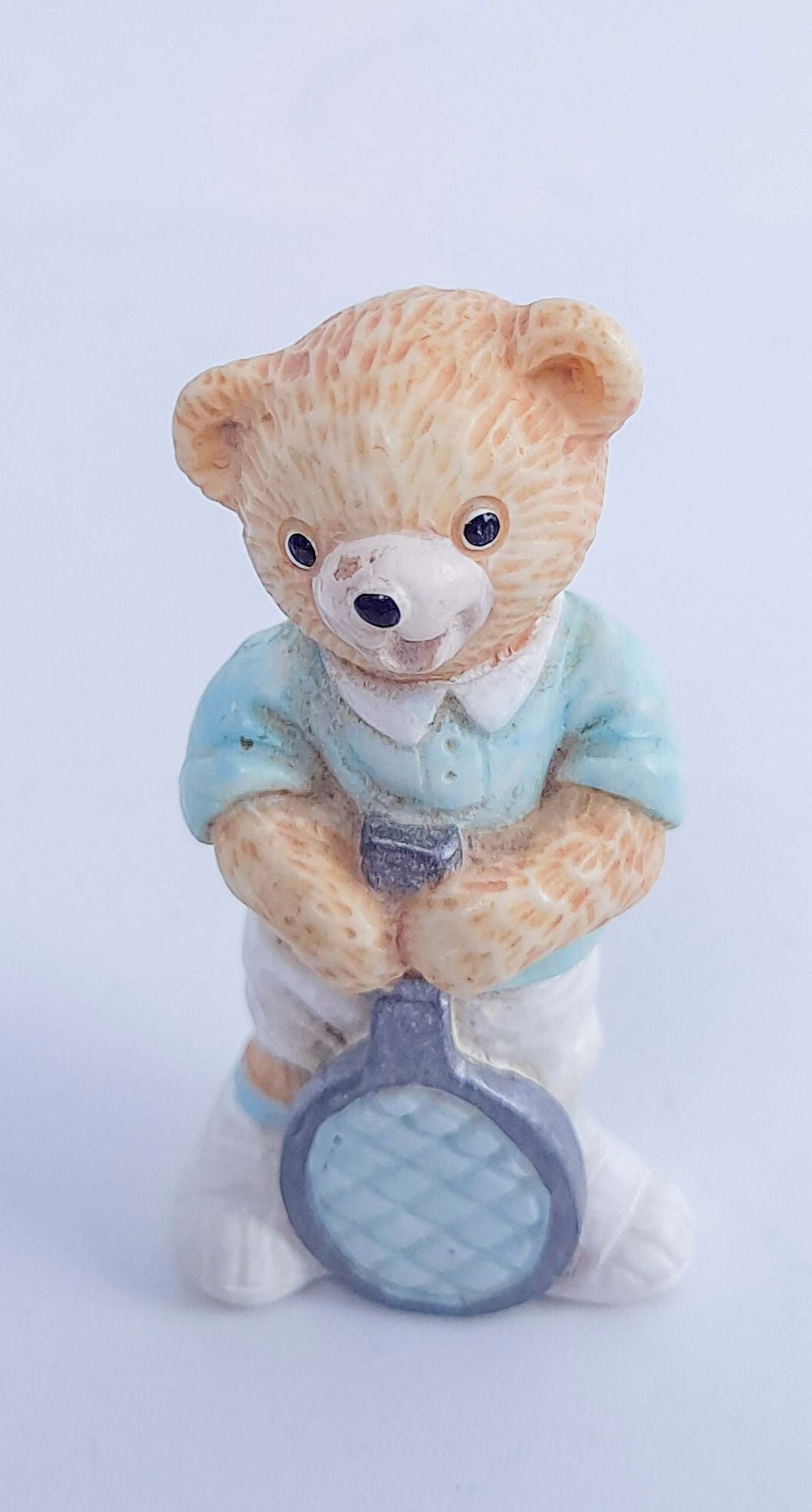 ヴィンテージ テディベア テニス プレーヤー フィギュア 樹脂と磁器