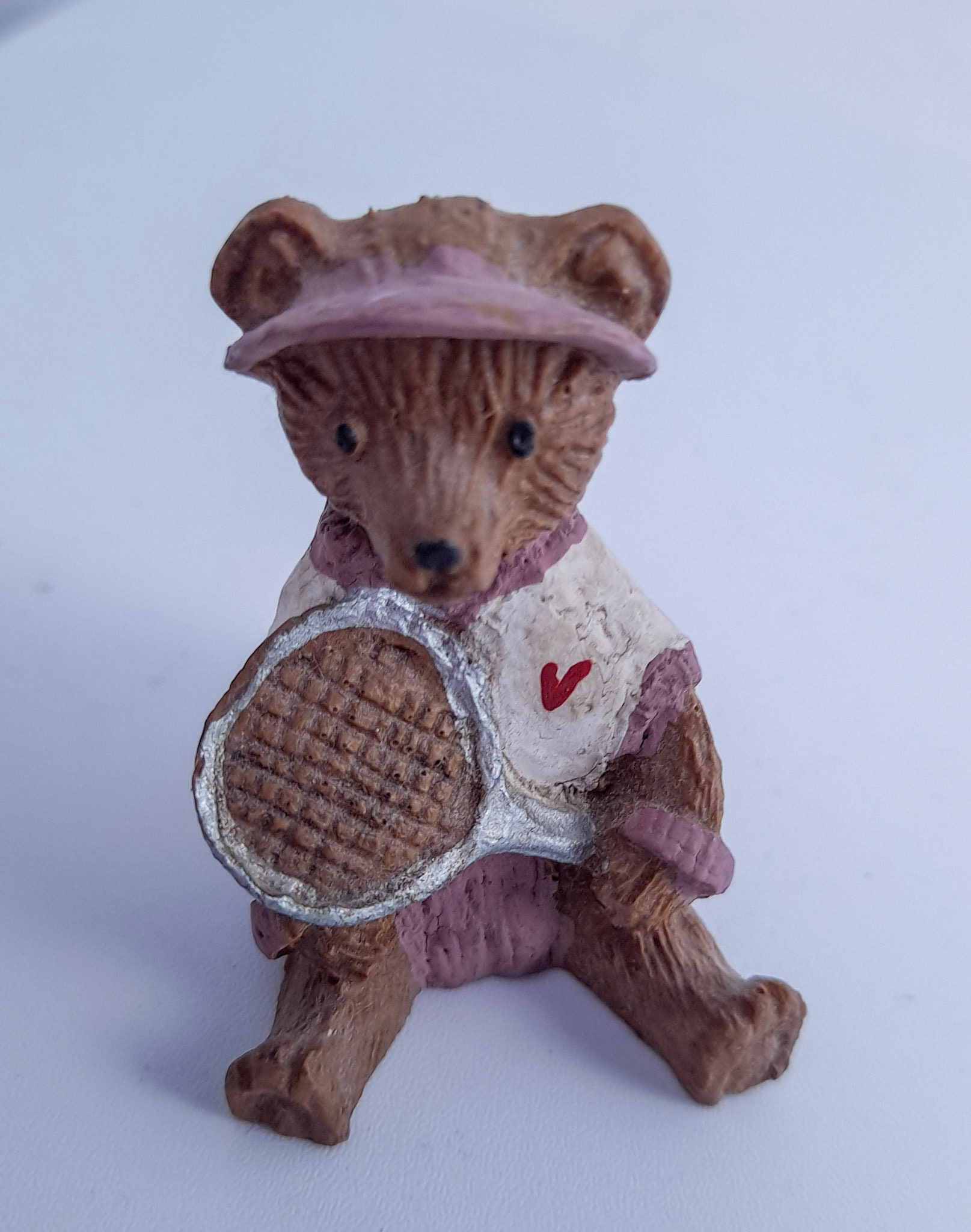 ヴィンテージ テディベア テニス プレーヤー フィギュア 樹脂と磁器