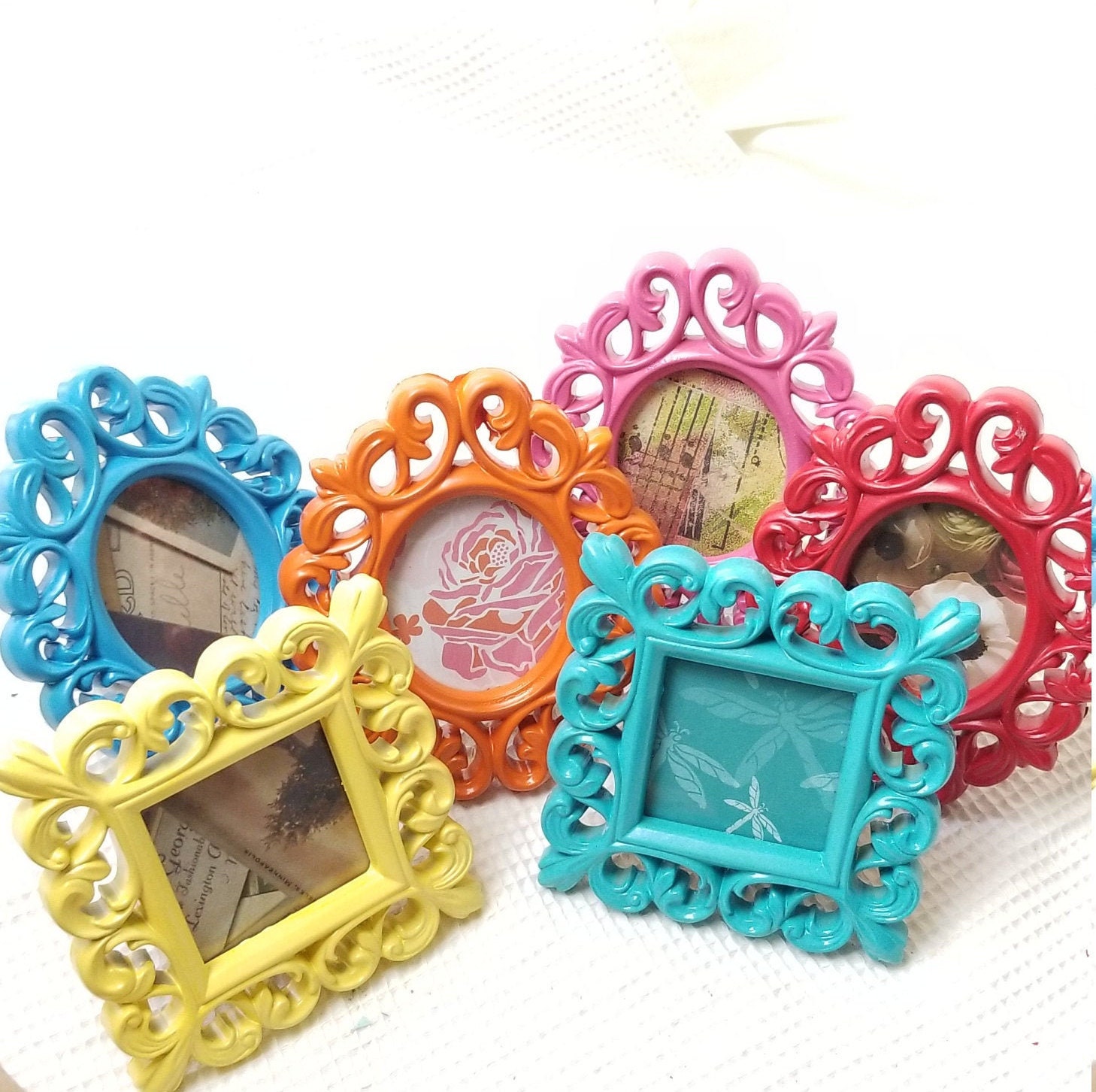 Picture Frames Small Plastic Fun Bright Multicolored Etsy