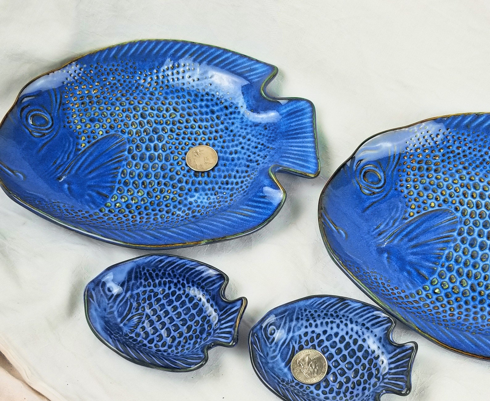 Blue Fish Platter and Plate Ceramic Vintage Uttermost Japan Etsy