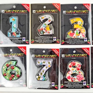 Mary Engelbreit Designed Numbers 0 through 9, by Enesco. Use as a Number Magnet or Birthday Cakes Decor, Vintage Mary Engelbreit