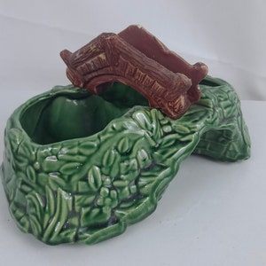 Shawnee Planter Pot of a Bridge Over a Pond circa 1950, Shawnee 756