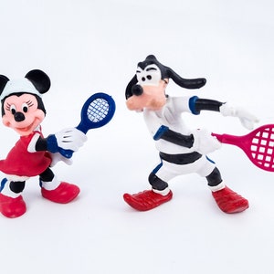Vintage McDonalds Happy Meal Toys Playing Tennis, Disney Minnie Mouse or Goofy Tennis Player Toys