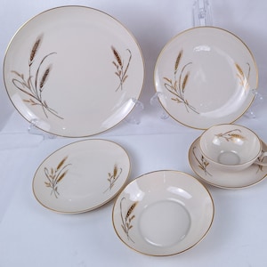 Vintage Golden Harvest Pattern from Fine Arts Fine China of Japan 6 pc Place Setting or Individual Pieces